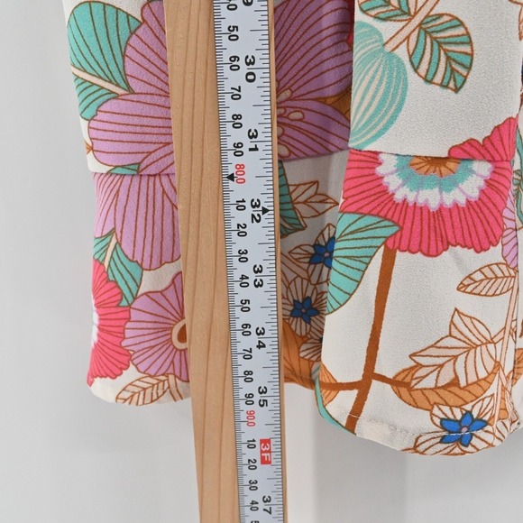 TOLANI Dress Size XXS Retro Tropical Floral Tiered Button Mini Dopamine India‎ - Picture 4 of 12